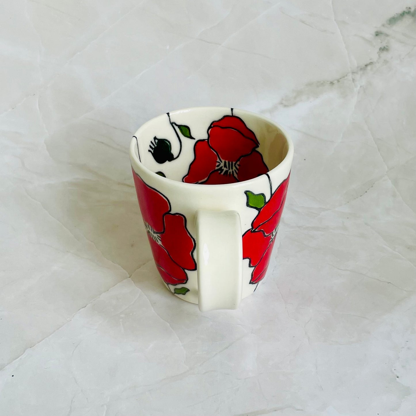 #7: Small cup  - red poppy design