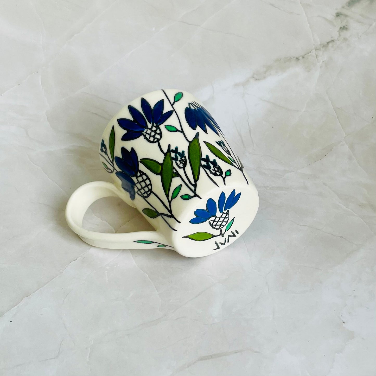#8: Small cup  - blue coneflower design