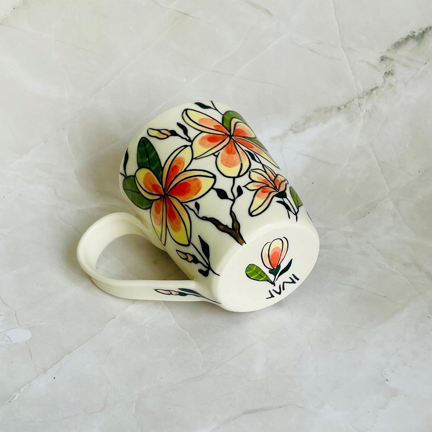 #18: Cup  - Pink frangipani design