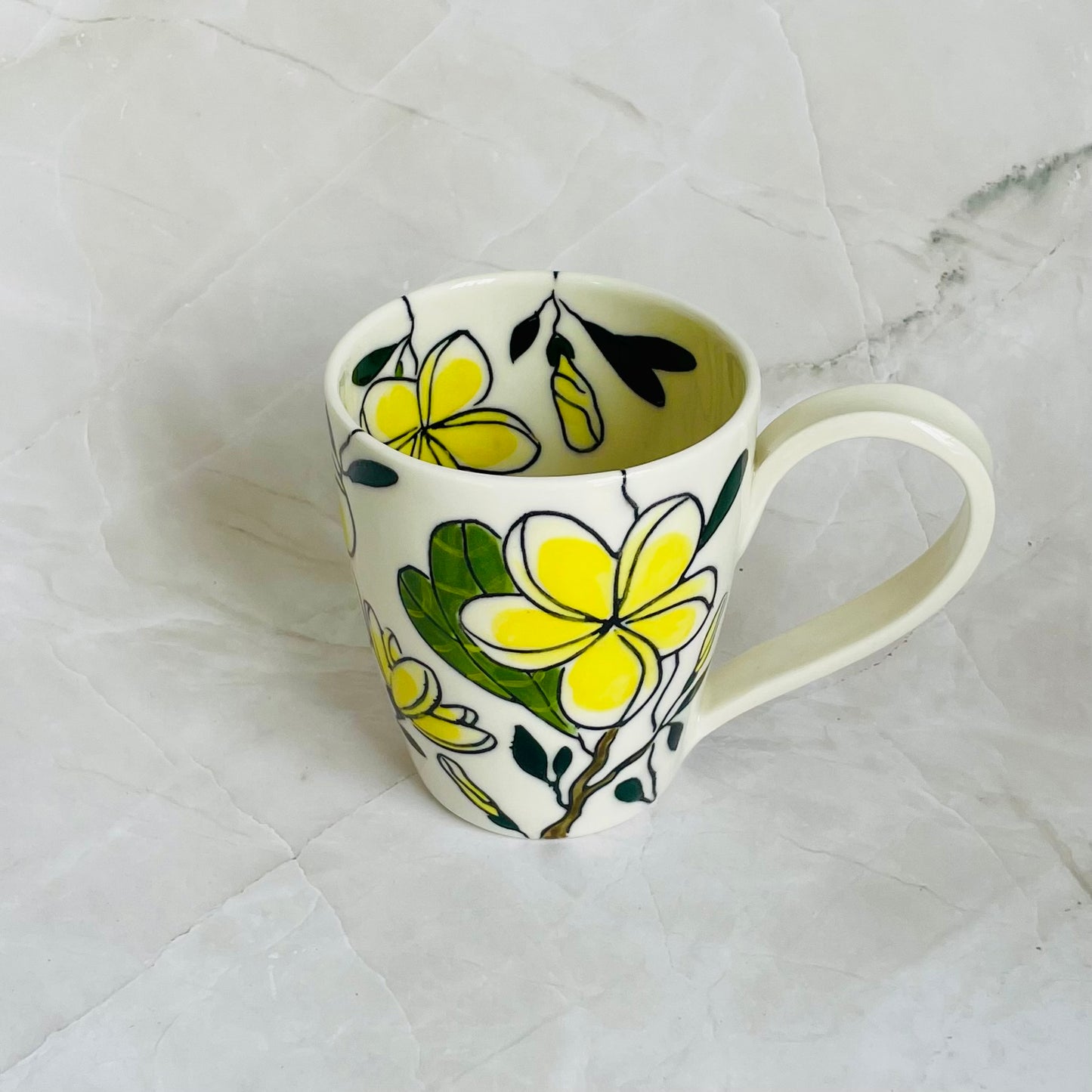 #15: Cup  - Yellow frangipani design