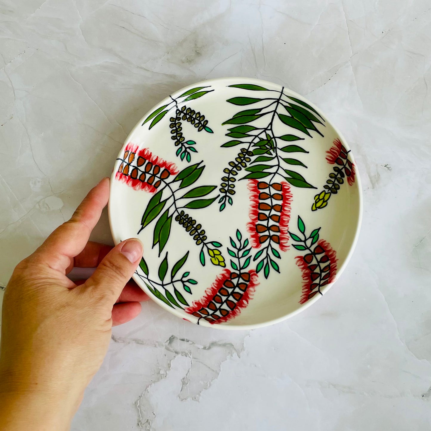 #29: Lunch plate  - Red bottlebrush (callistemon) design
