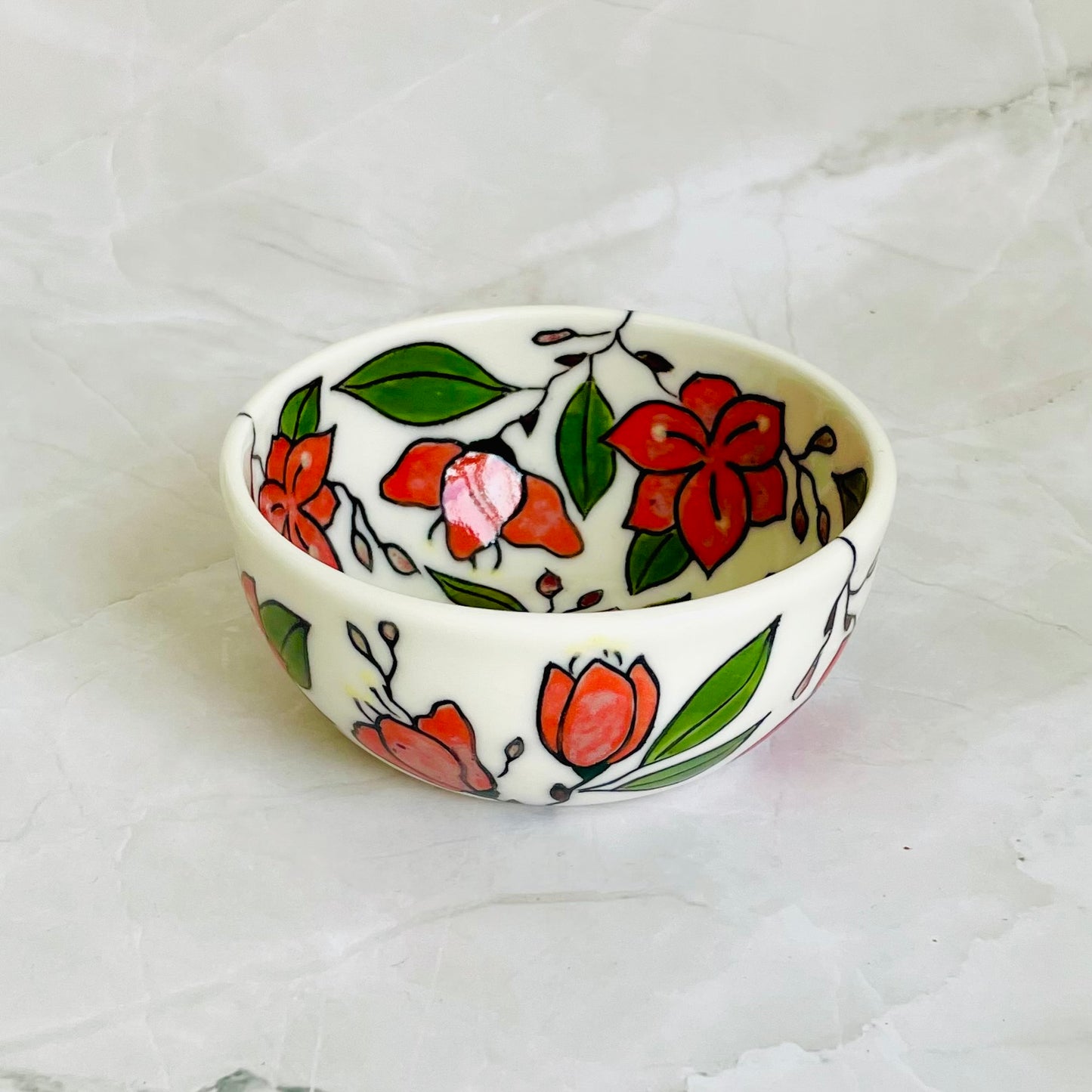 #43: Dipping bowl  - Bougainvillea design