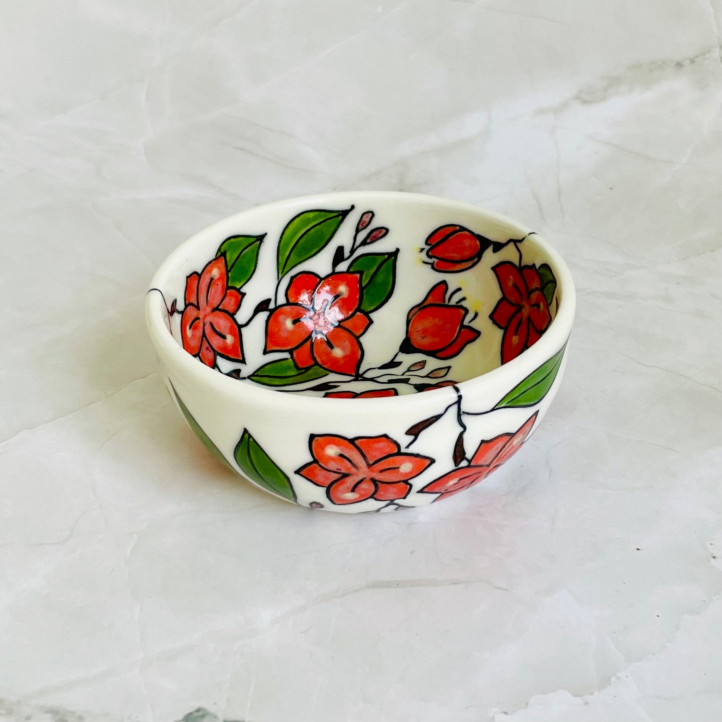#43: Dipping bowl  - Bougainvillea design