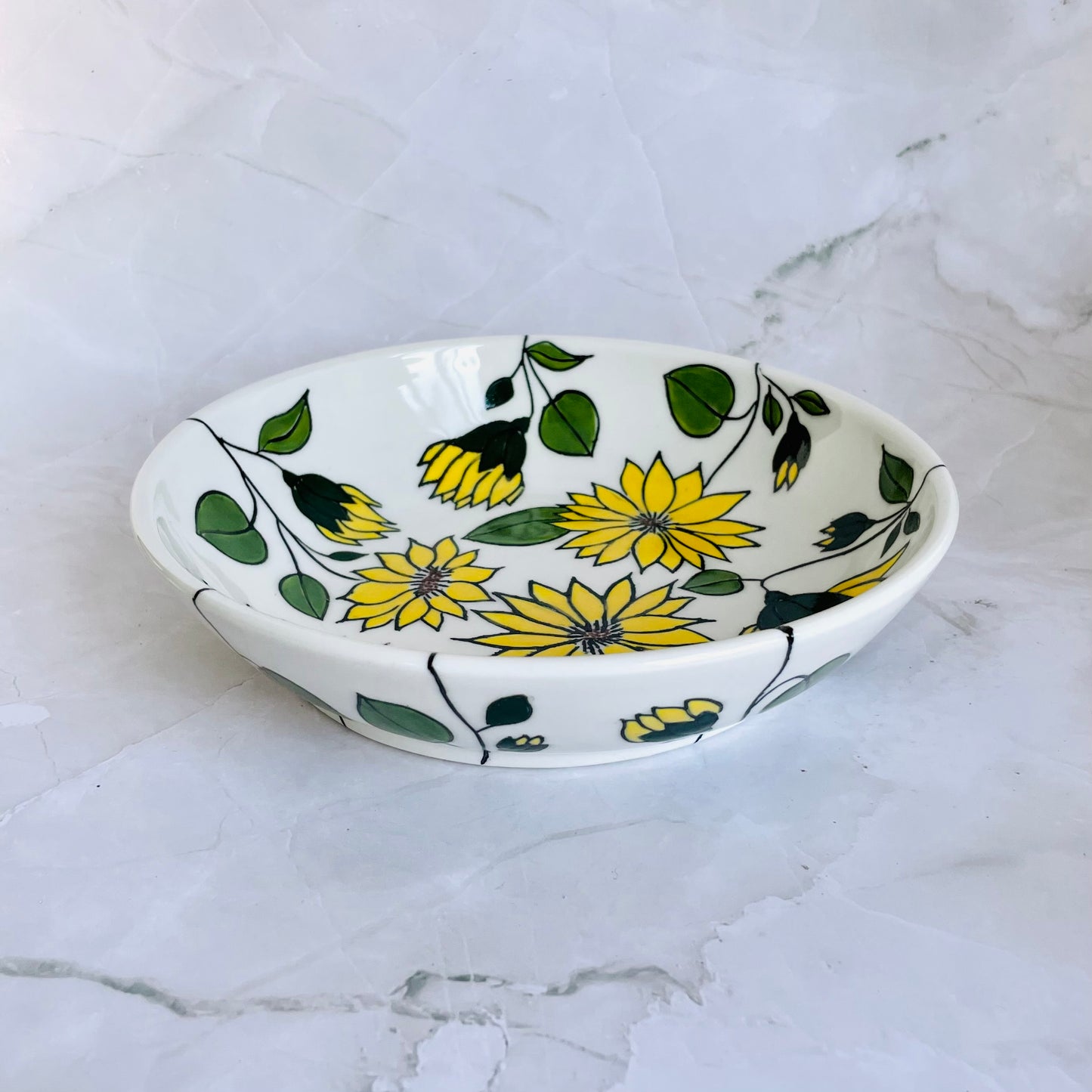 #49: Wide pasta bowl  - Sunflower design
