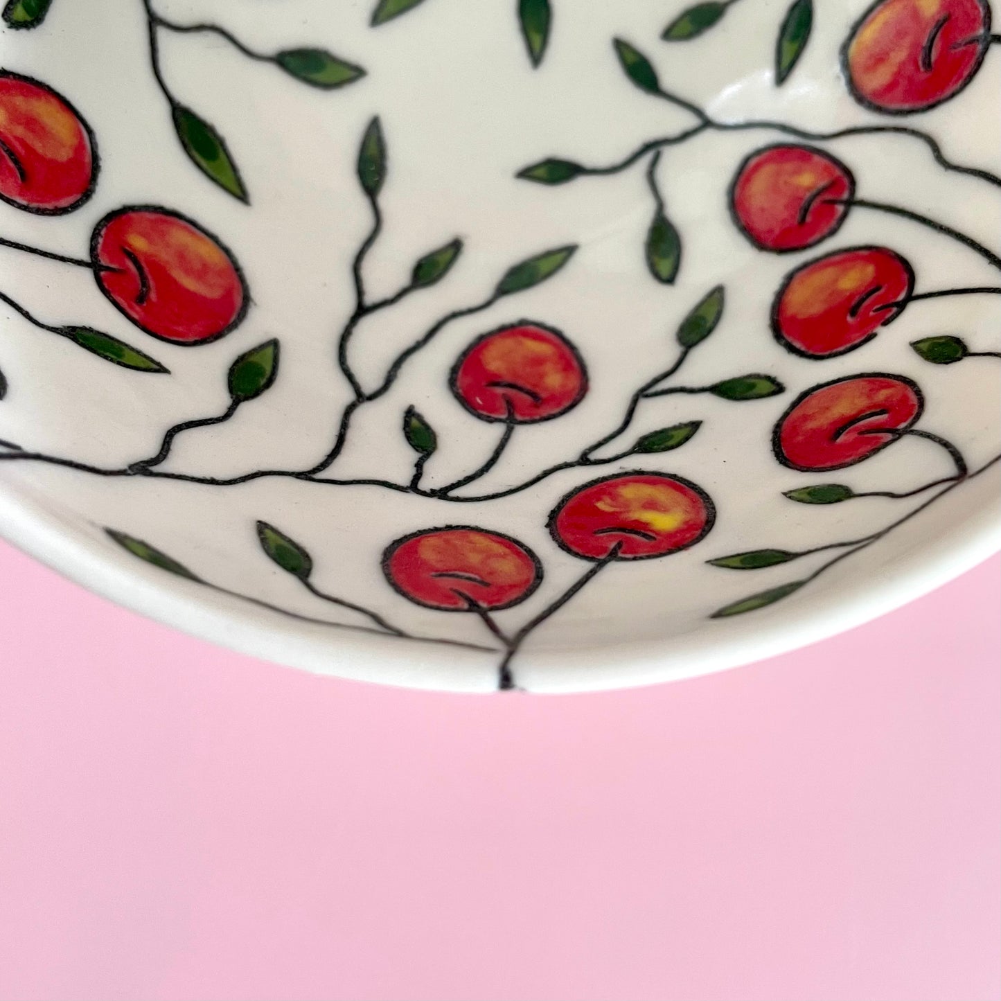 Small porcelain bowl with cherry design