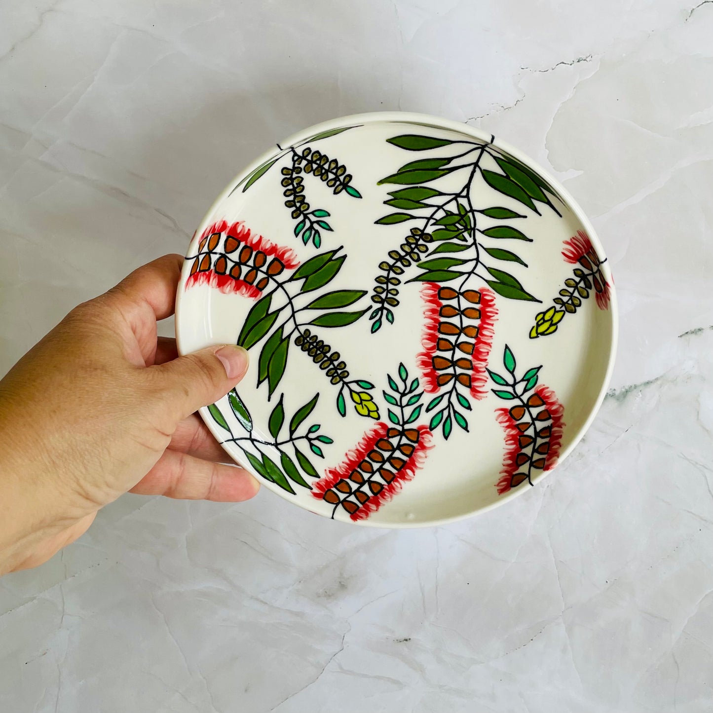 #29: Lunch plate  - Red bottlebrush (callistemon) design