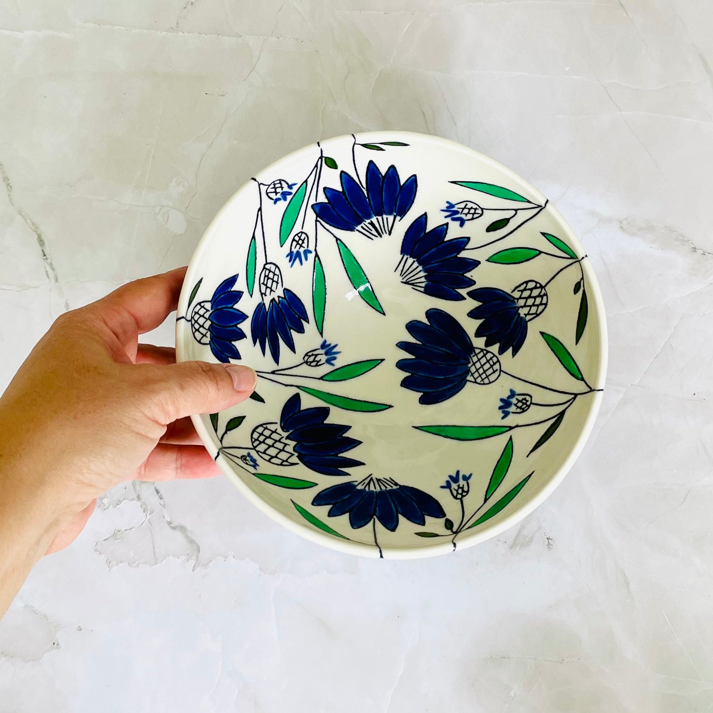 #31: Noodle bowl  - Blue coneflower design