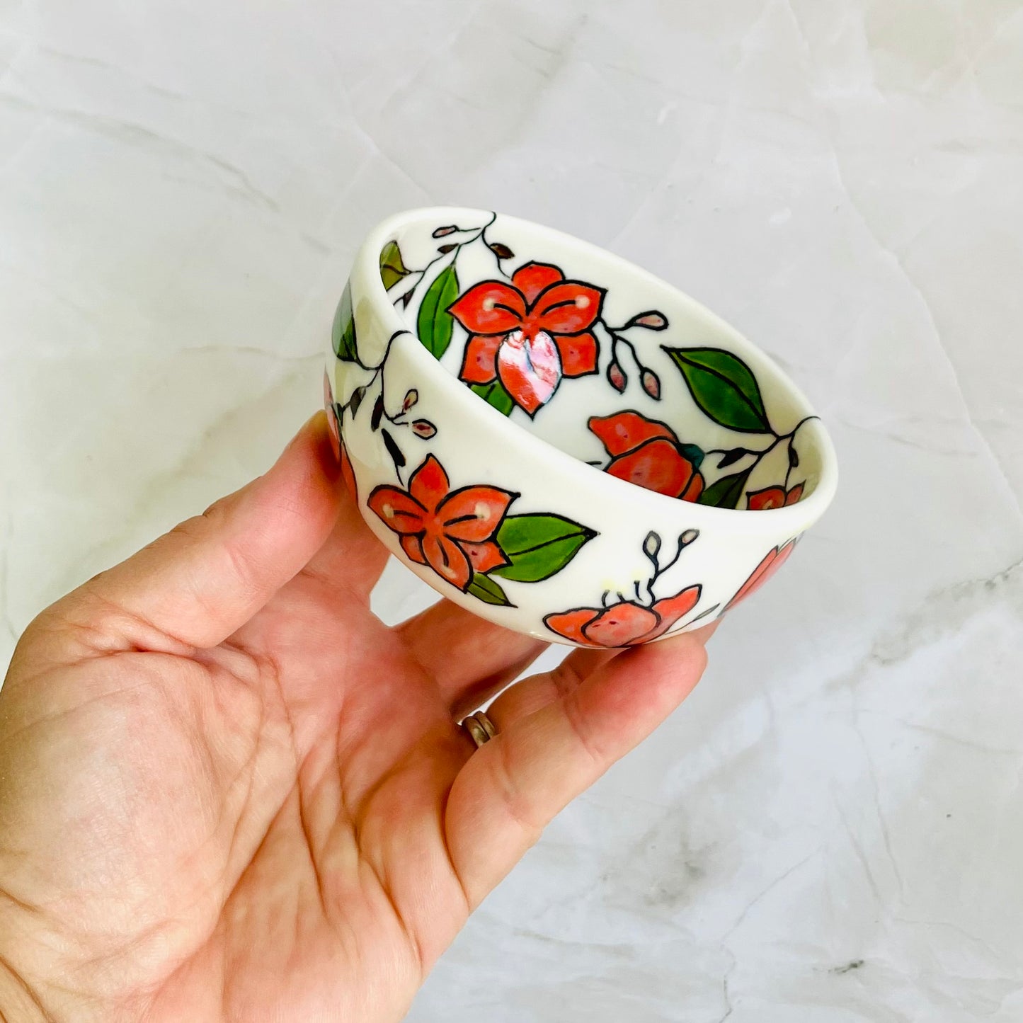 #43: Dipping bowl  - Bougainvillea design