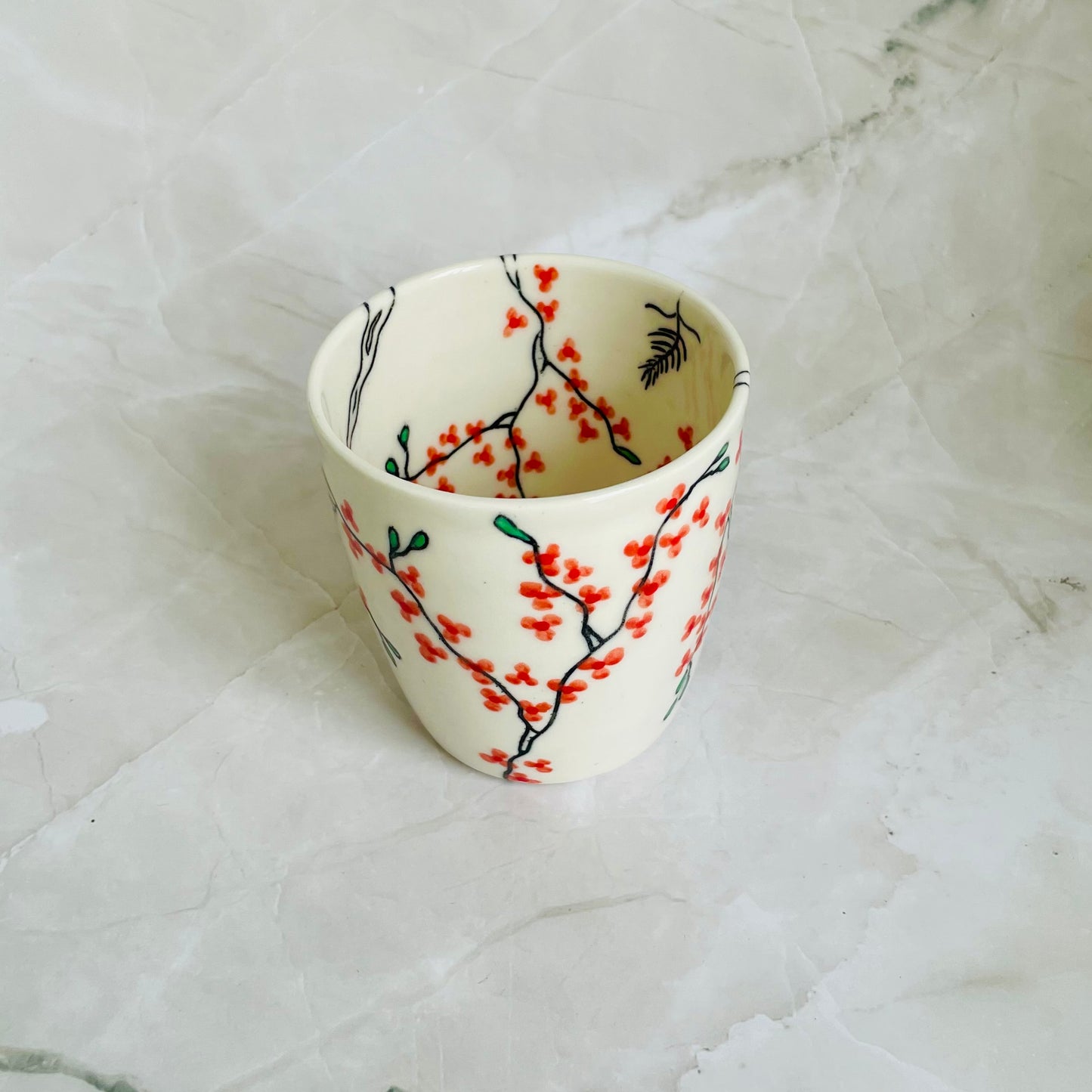 #22: Tumbler  - Bird family in cherry blossom tree design