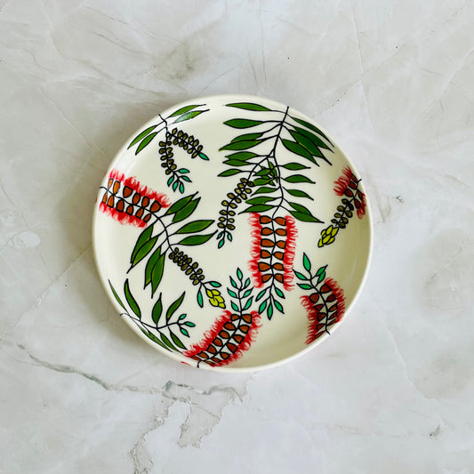 #29: Lunch plate  - Red bottlebrush (callistemon) design