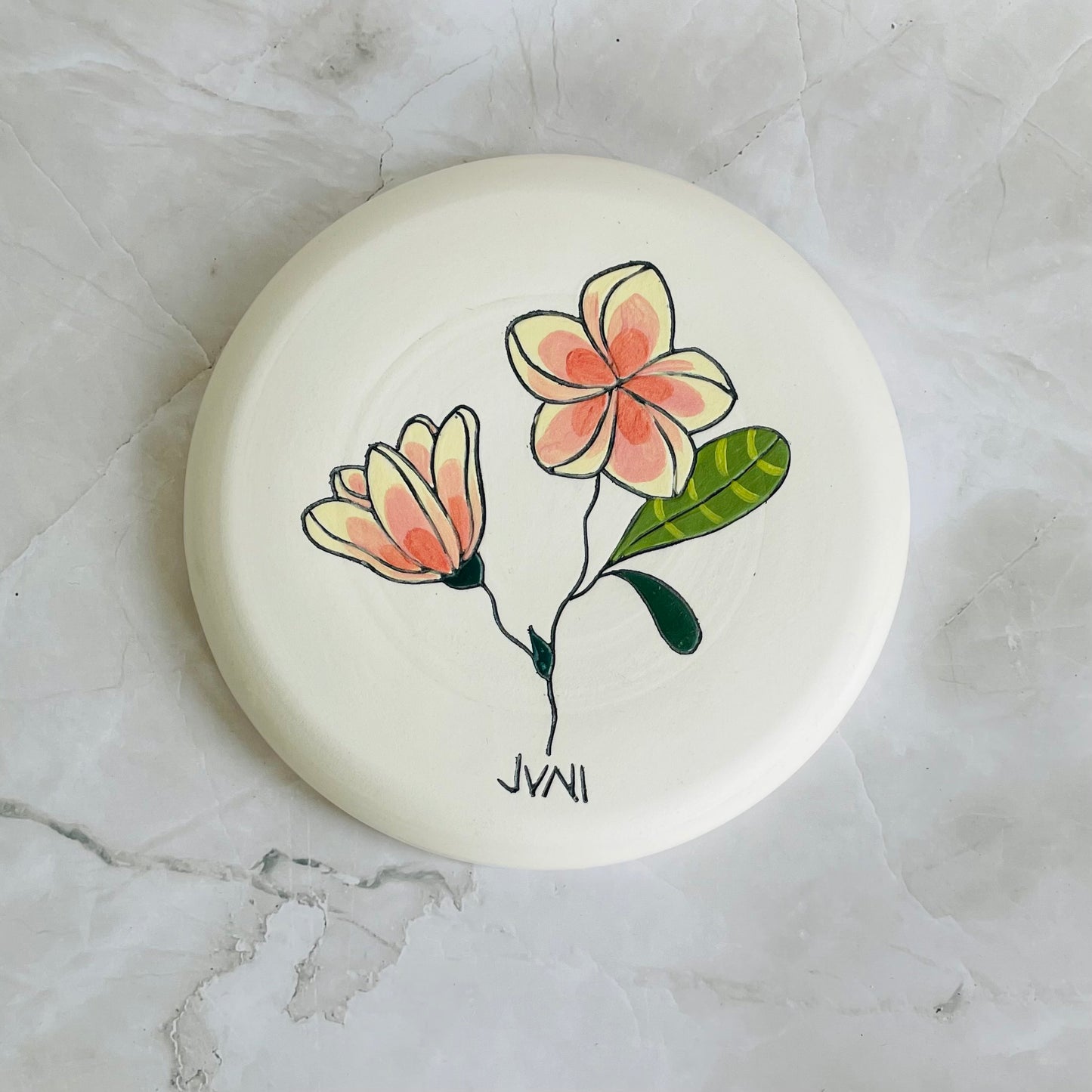 #26: Lunch plate  - Pink frangipani design