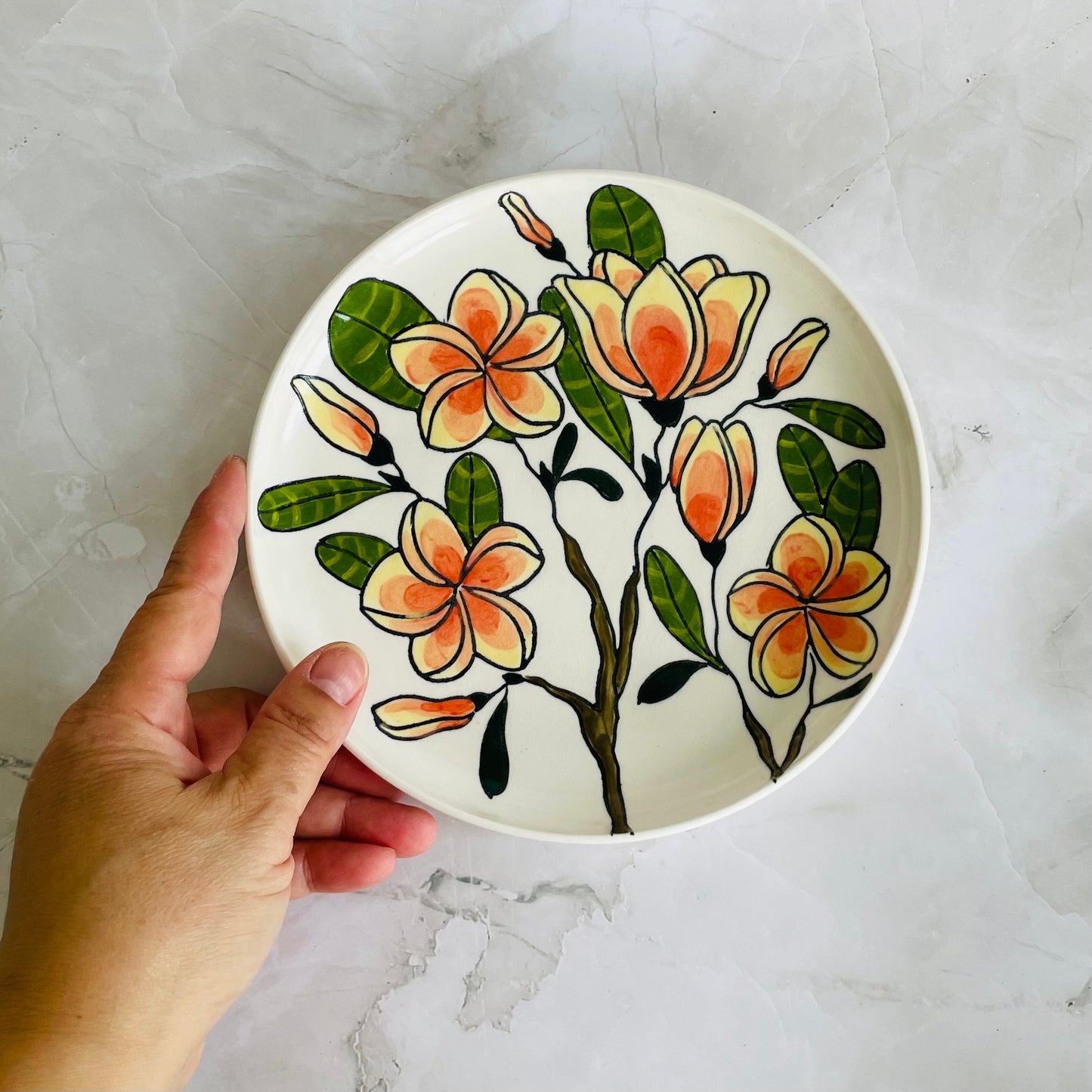#26: Lunch plate  - Pink frangipani design