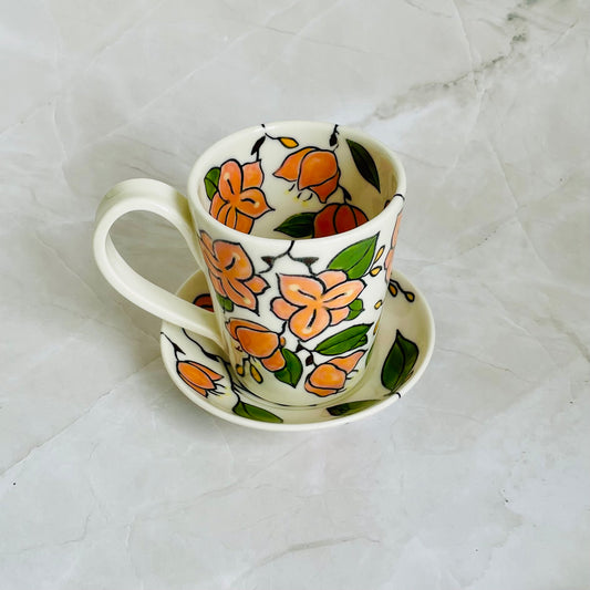 #2: Small cup & saucer set - bougainvillea design