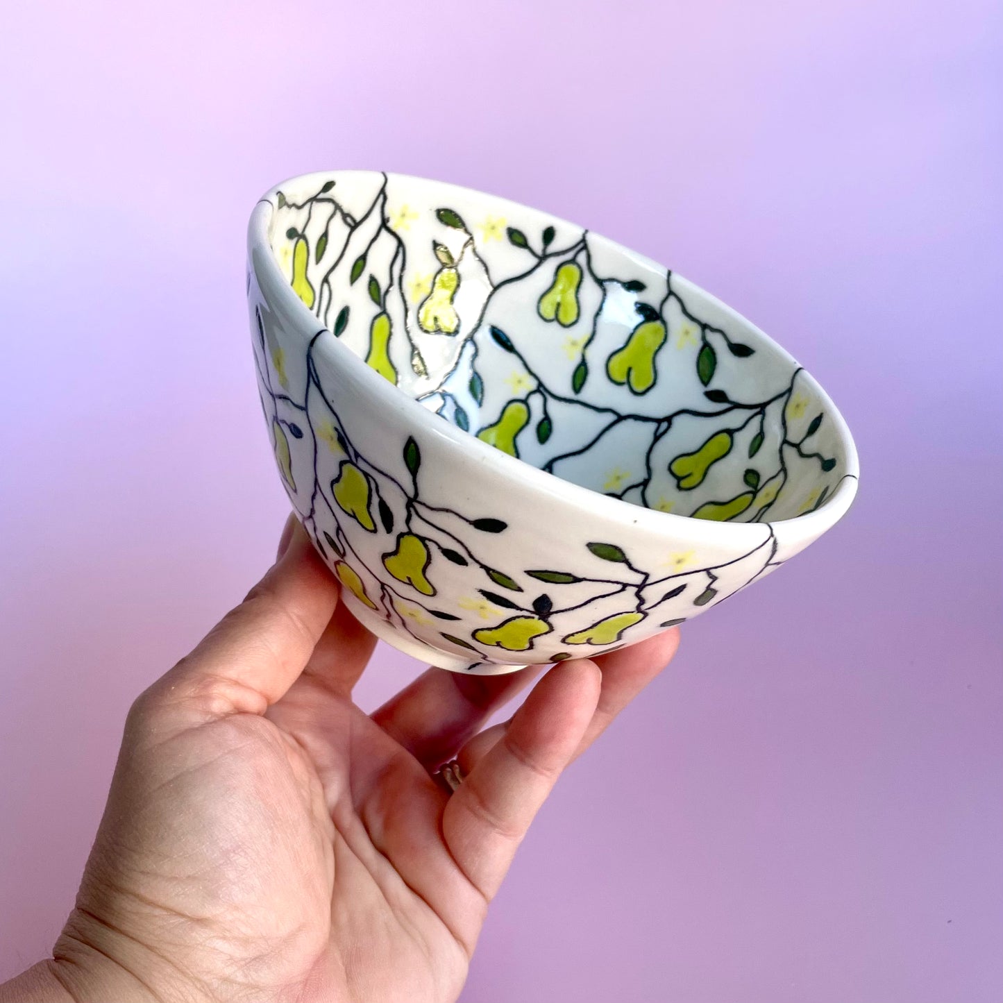 Small porcelain bowl with pear design