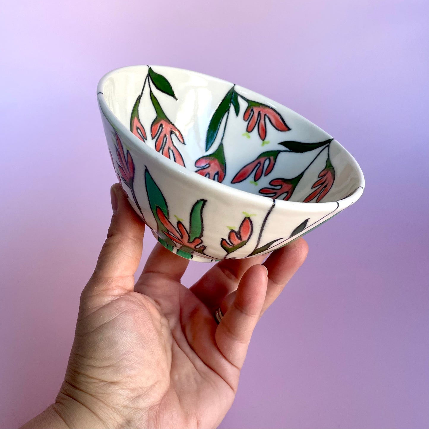 Small porcelain bowl with Australian kangaroo paw design