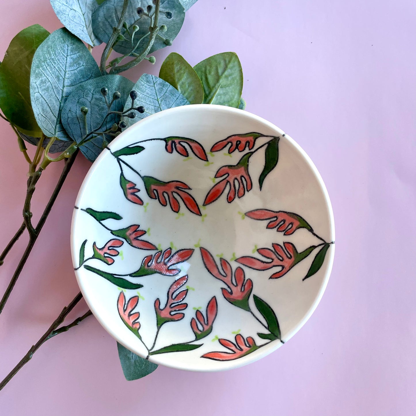 Small porcelain bowl with Australian kangaroo paw design