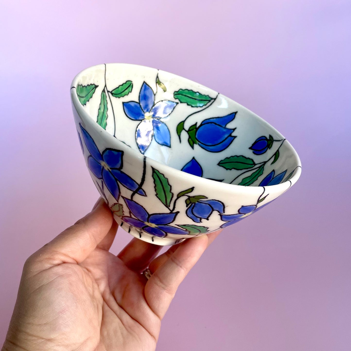 Small porcelain bowl with Australian royal bluebell