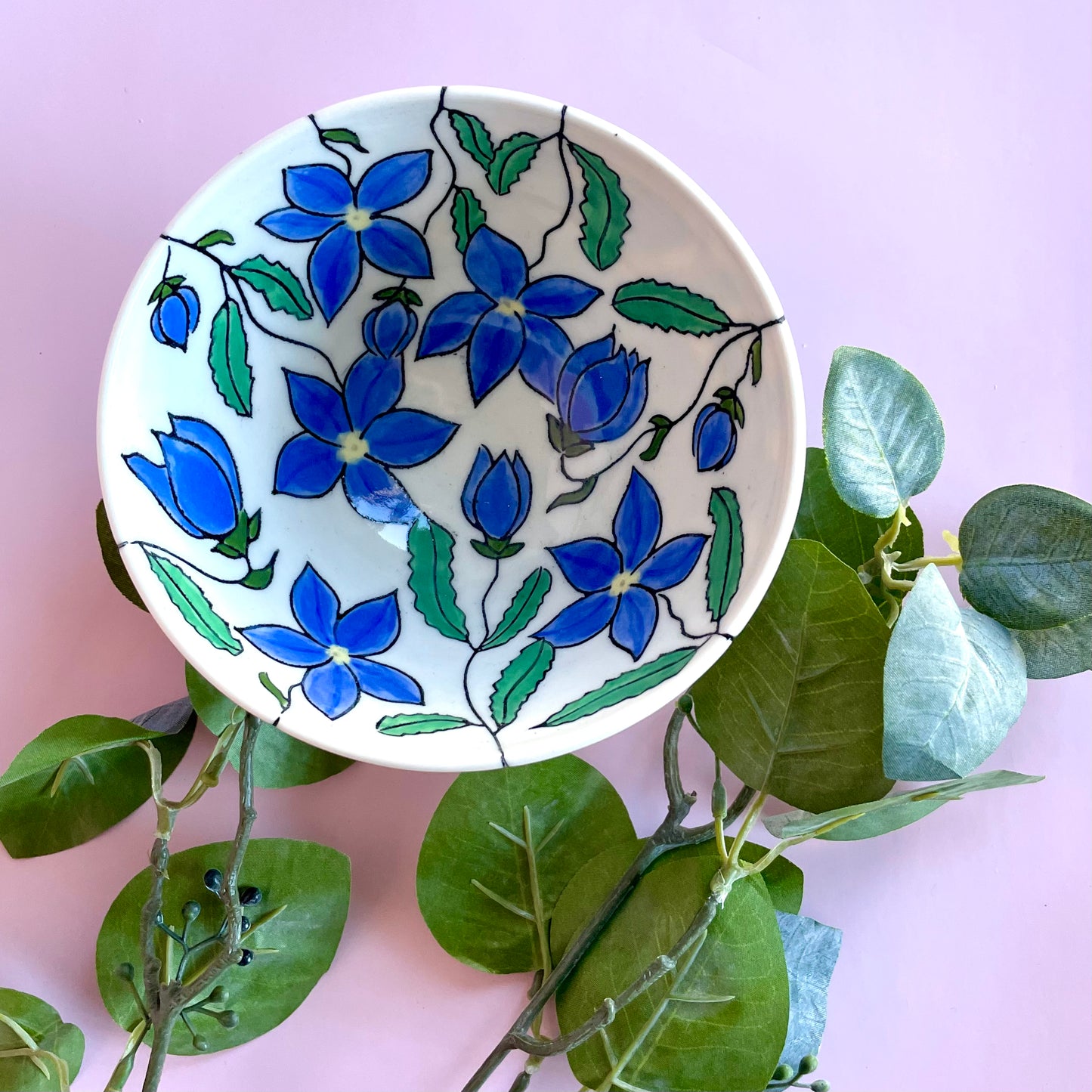 Small porcelain bowl with Australian royal bluebell