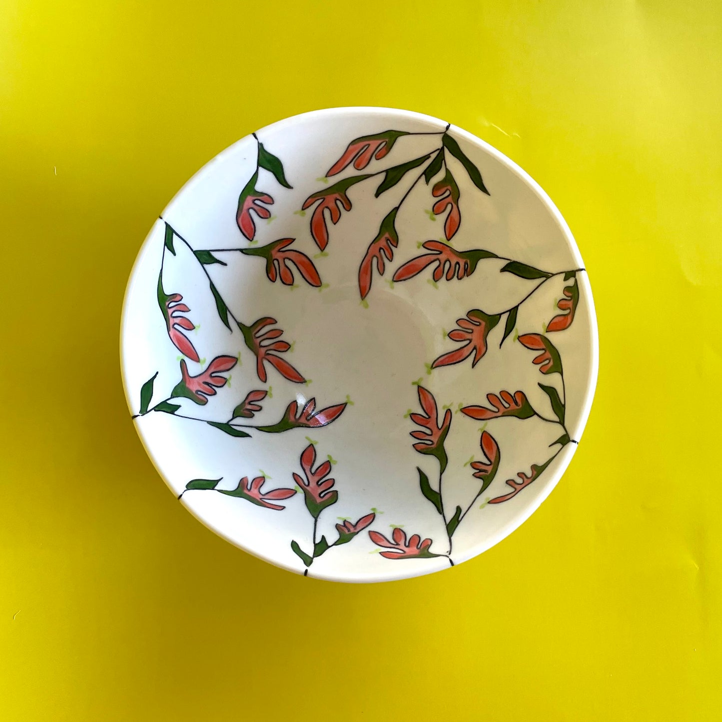 Medium porcelain bowl with native Australian kangaroo paw