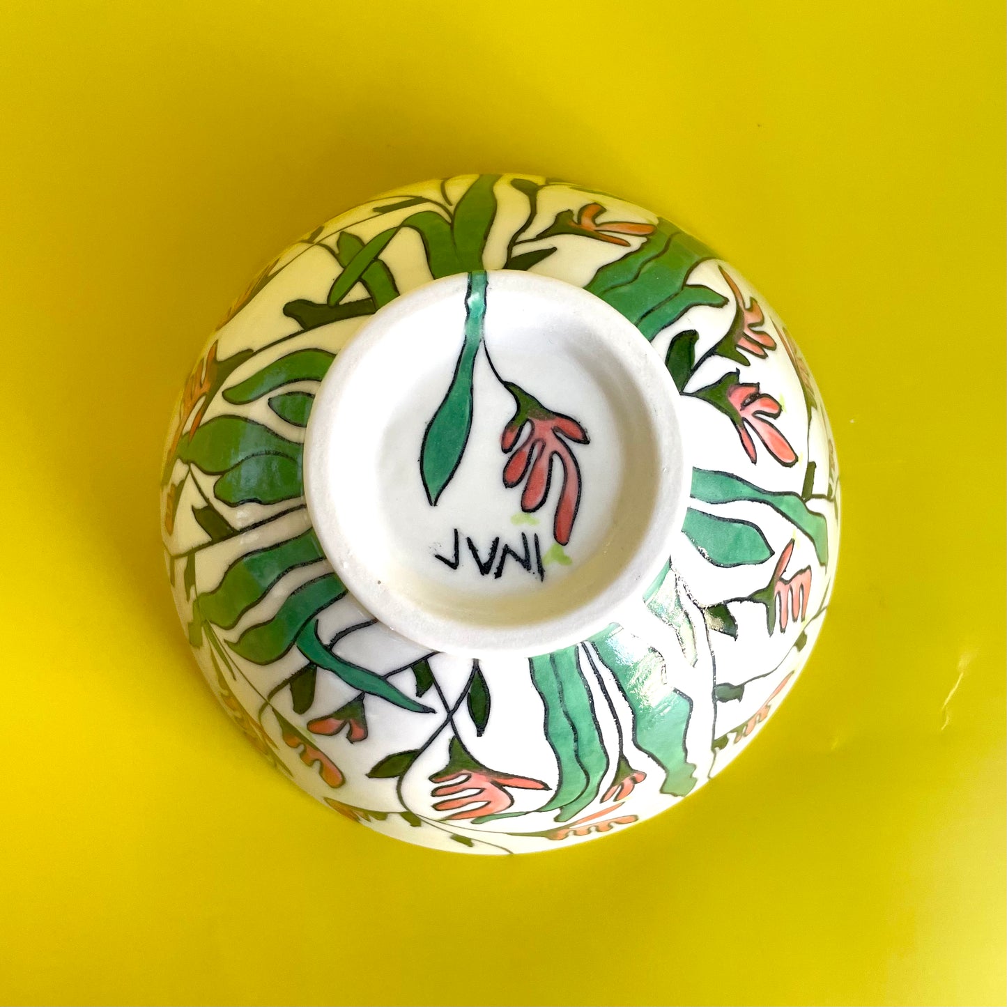 Medium porcelain bowl with native Australian kangaroo paw