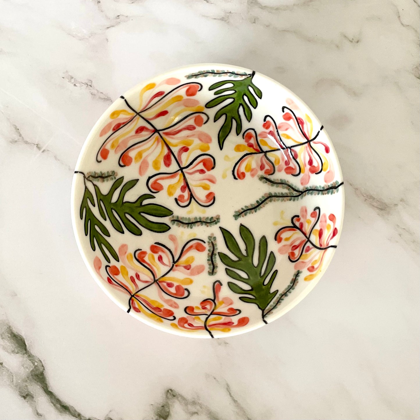 Small porcelain coupe bowl with native Australian grevilleas