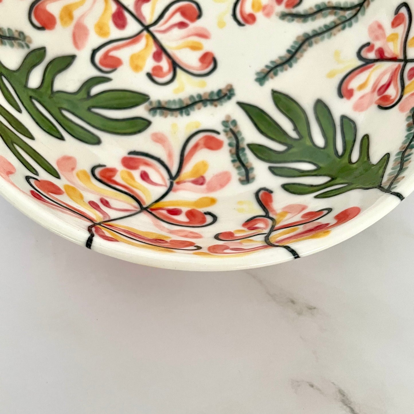 Small porcelain coupe bowl with native Australian grevilleas