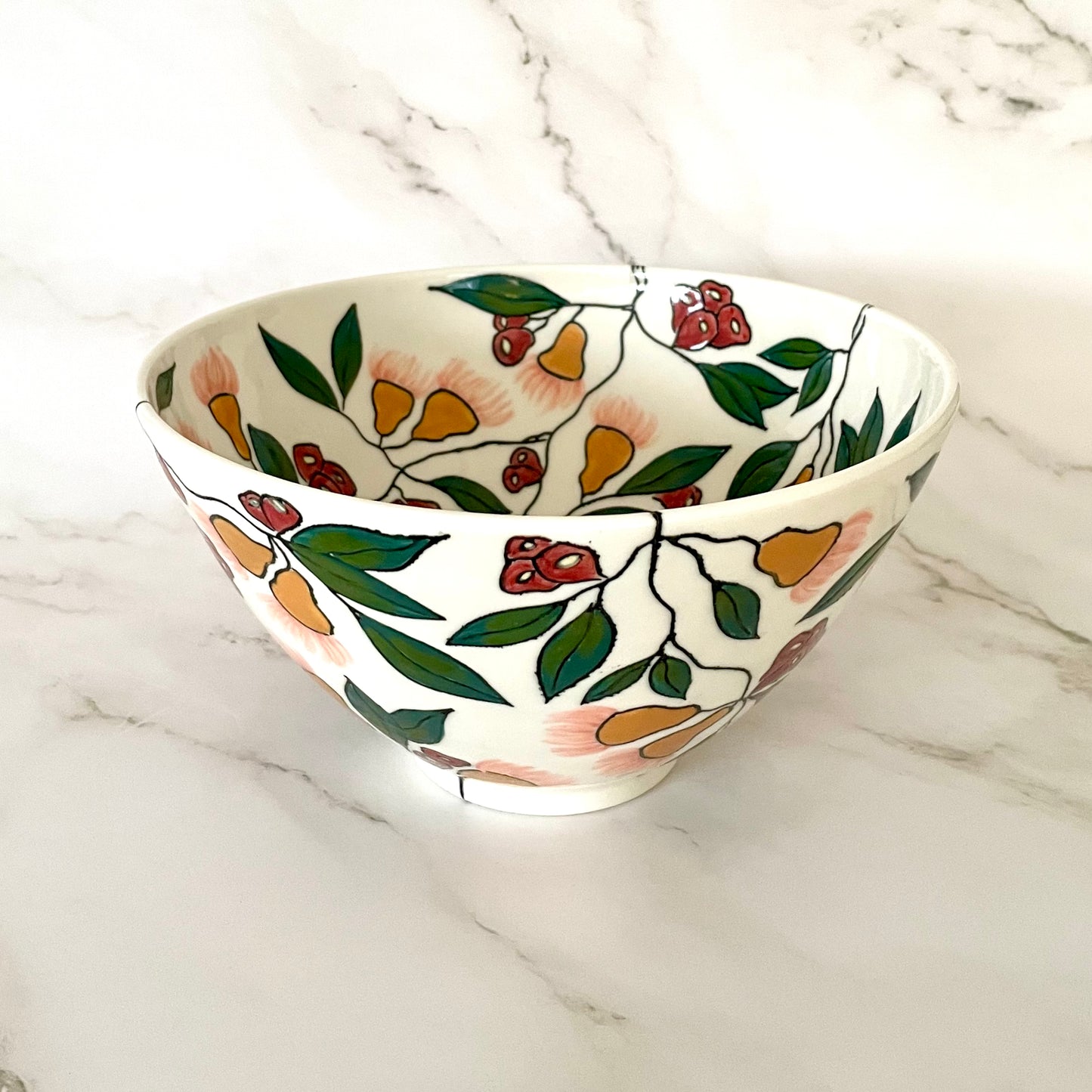 Large porcelain bowl with native Australian lilly-pilly