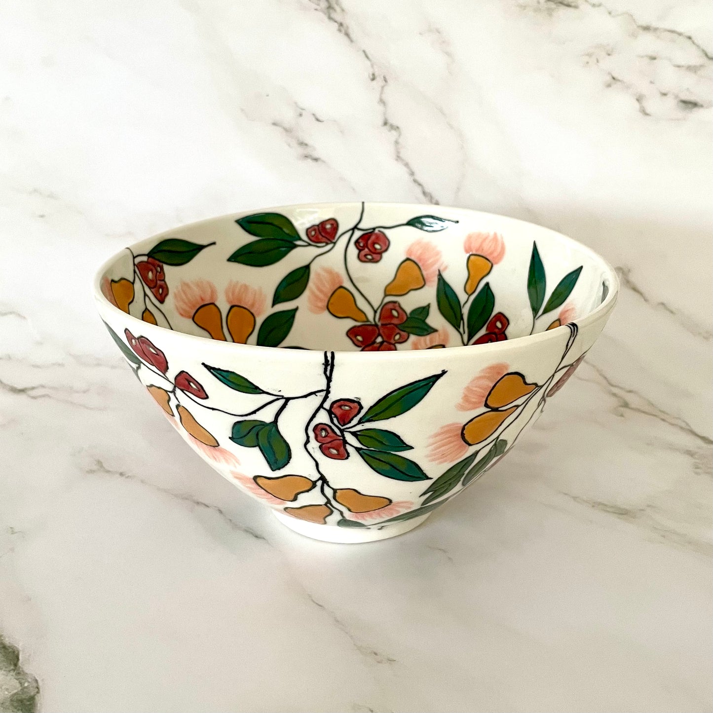 Large porcelain bowl with native Australian lilly-pilly