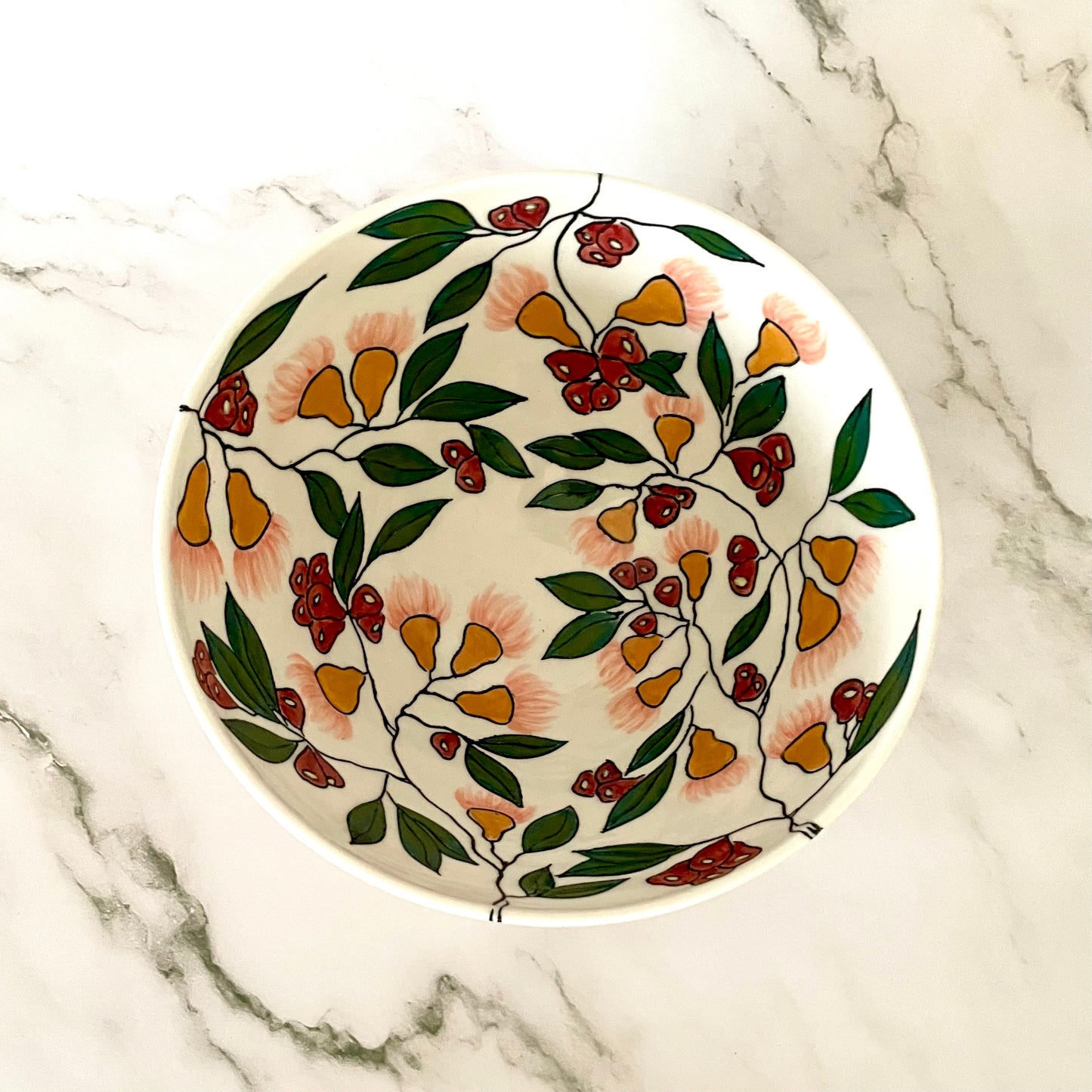 Large porcelain bowl with native Australian lilly-pilly