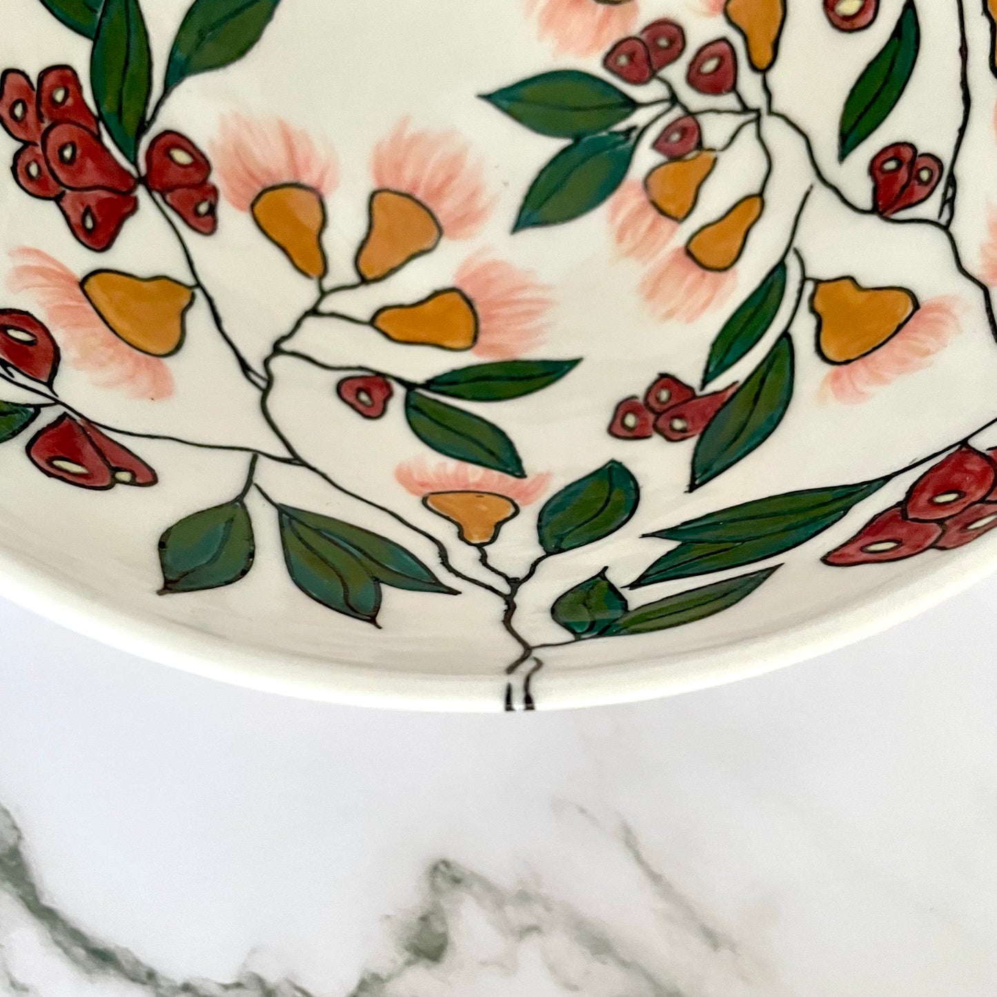 Large porcelain bowl with native Australian lilly-pilly