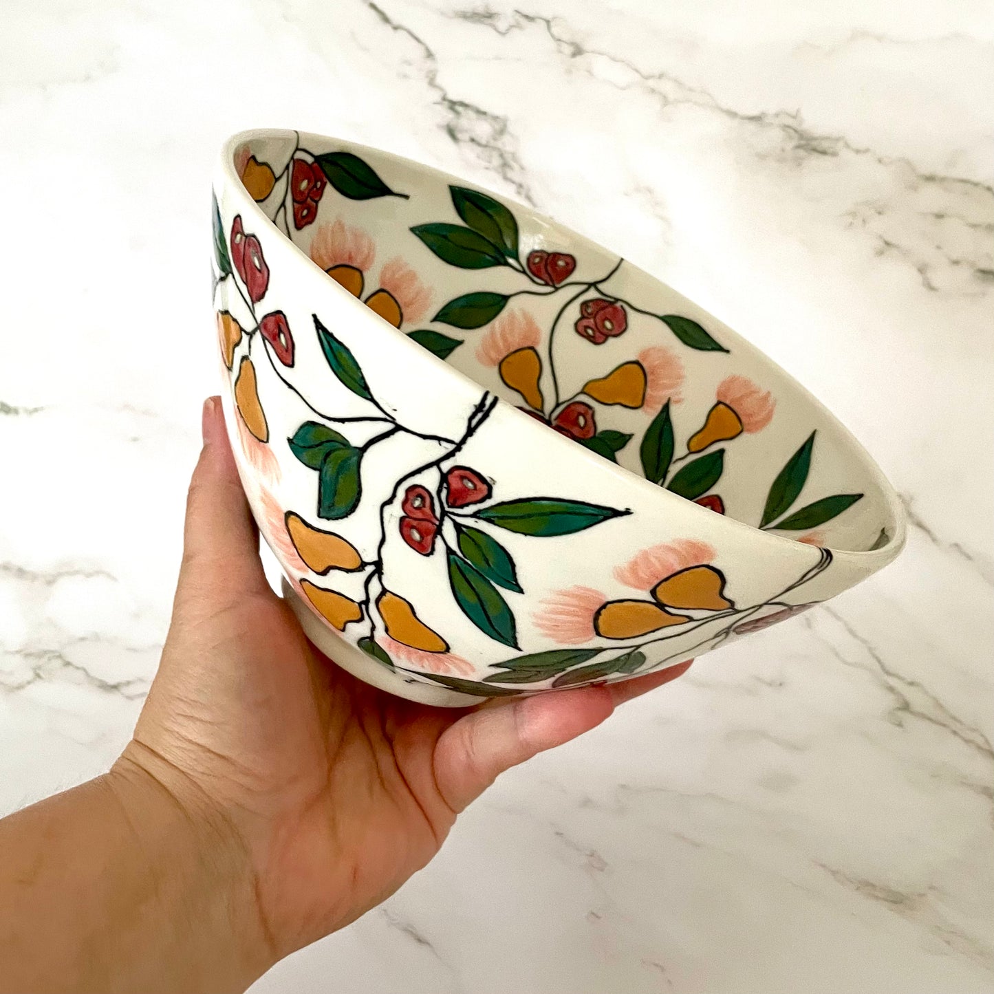 Large porcelain bowl with native Australian lilly-pilly