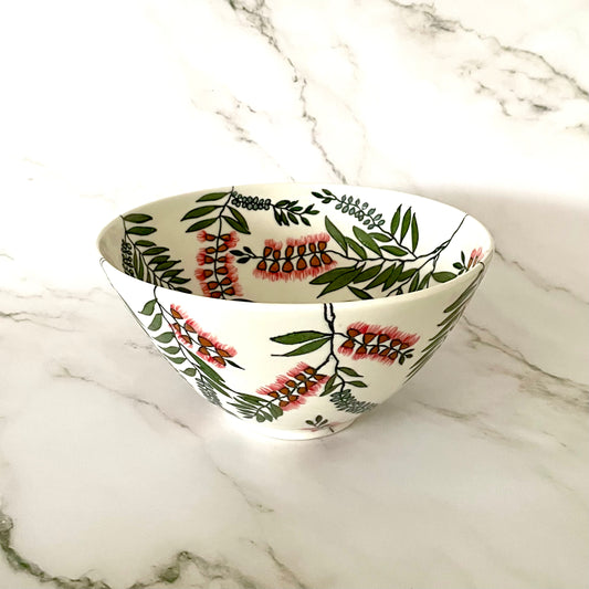 Large porcelain bowl with native Australian bottlebrush