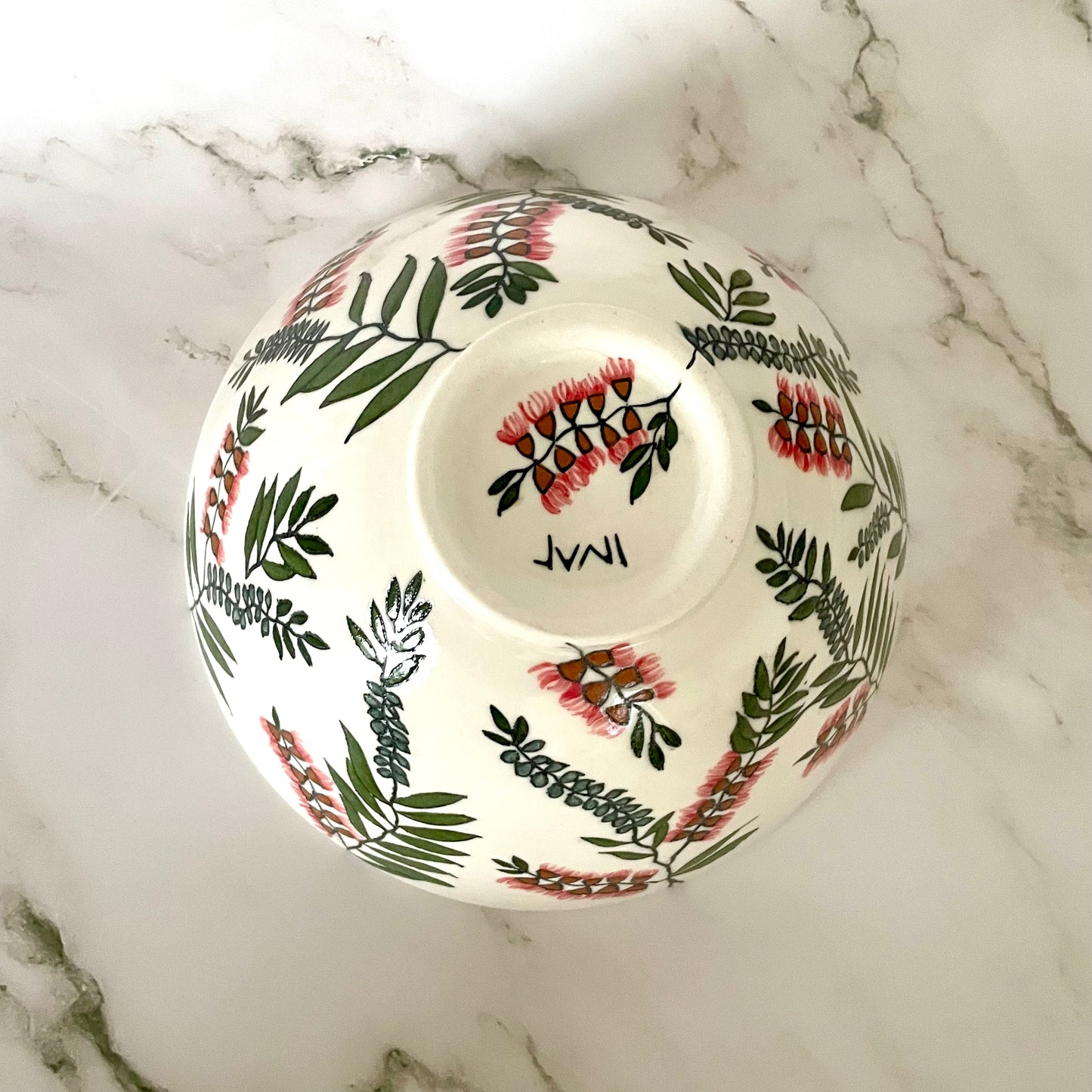 Large porcelain bowl with native Australian bottlebrush