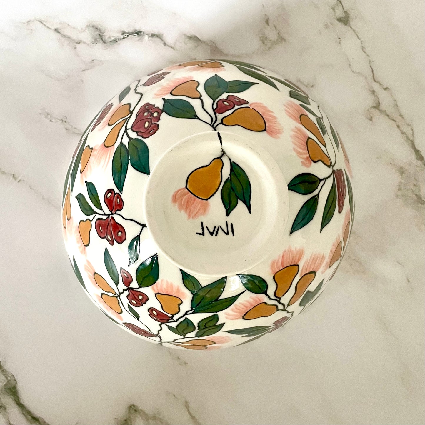 Large porcelain bowl with native Australian lilly-pilly